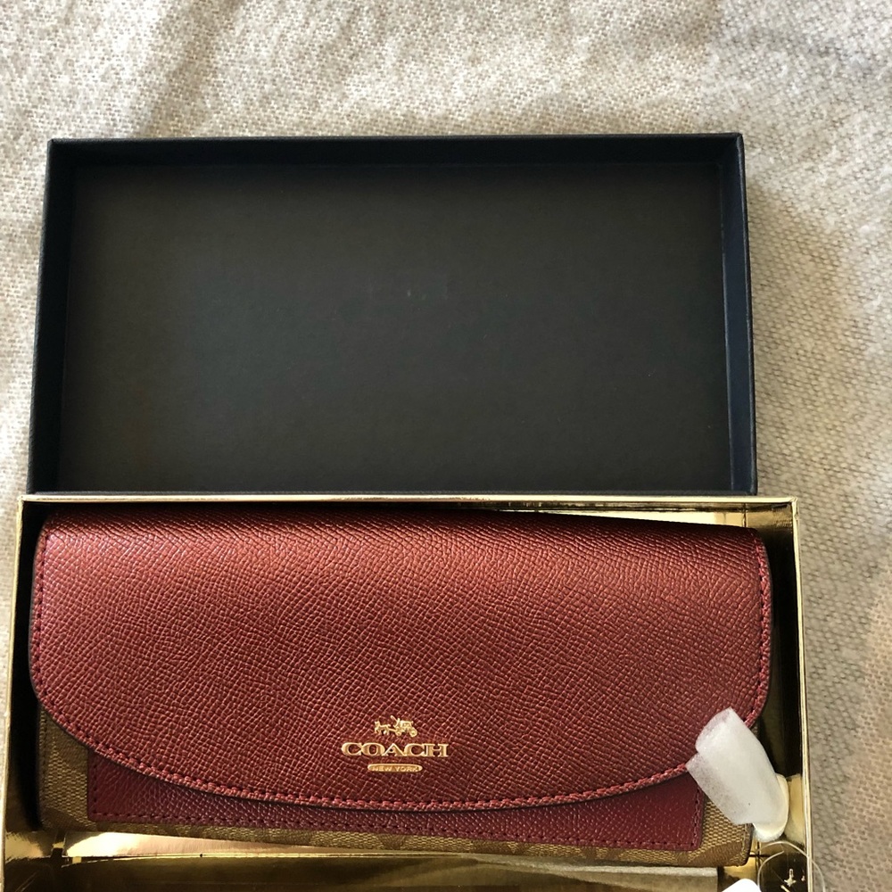 Coach BOXED SLIM ENVELOPE WALLET WITH METALLIC